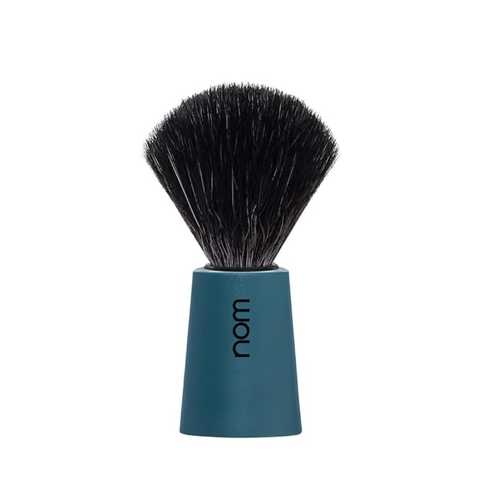NOM Carl Shaving Brush | Vegan Shave Brush for Shaving soaps and creams | sustainable eco-friendly and reusable |Exfoliating Shaving Brush | Petrol Blue handle
