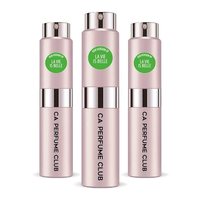 CA Perfume Impression of La Vie Belle for Women Floral Fruity Gourmand Scent Long Lasting Perfumes for Women Eau De Parfum Travel Size Refillable Atomizer Spray 0.27 Fl Oz 8ml (Pack of 3)