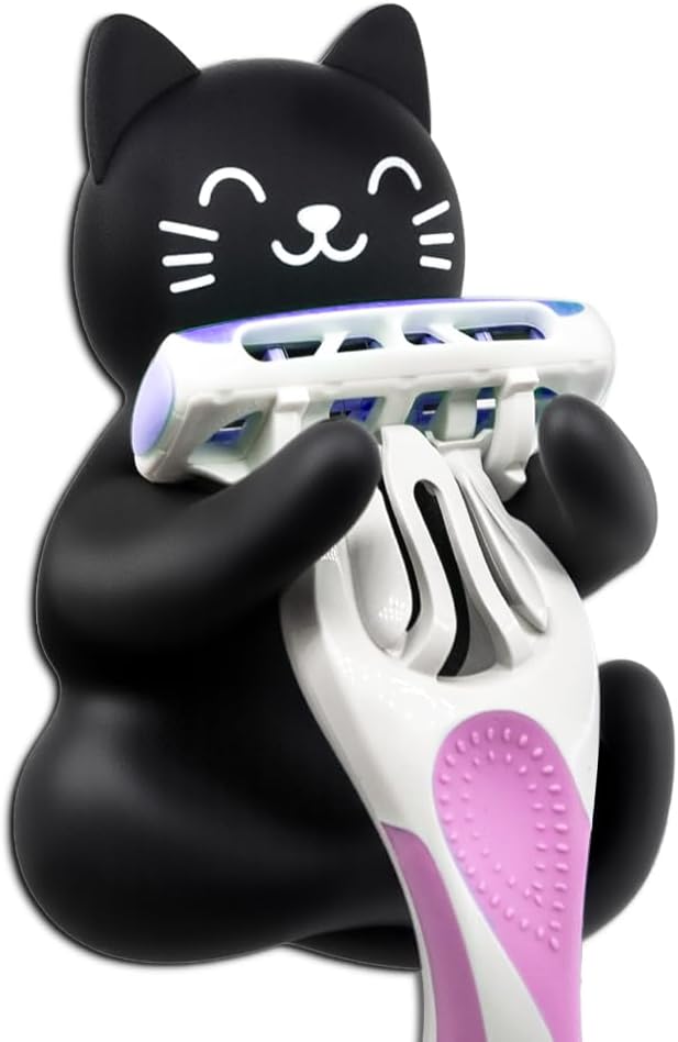 Black Cat Shower Razor Holder, Cute Cat Bathroom Decor, Cute Animal Razor Holder Gifts for Men Women Husband Wife, Couple Gifts for Boyfriend Girlfriend, Women Razor Bathroom Storage Gifts