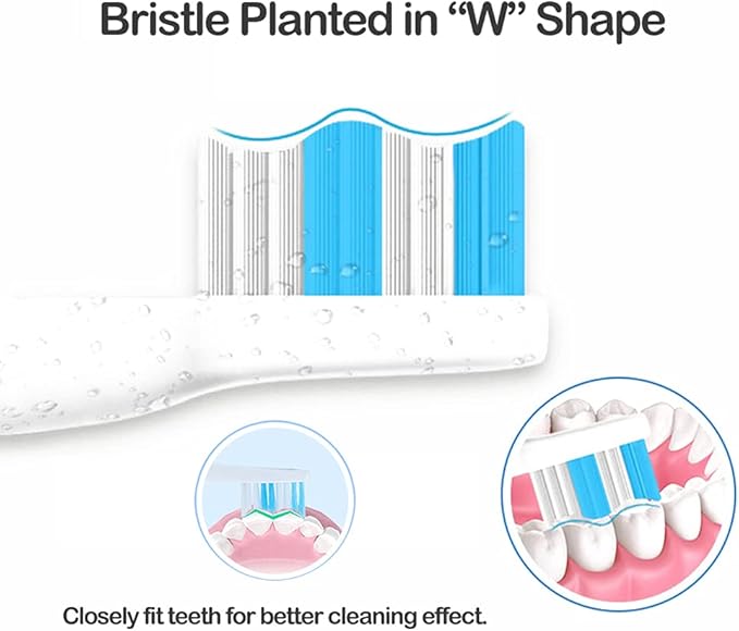 Replacement Toothbrush Heads Compatible with fairywill Electric Toothbrush, Model FW-507/FW-508/2011/959/917/551, D1/D3/D7/D8, W Shape Design Planted with Nylon Bristle (6 Pack - White)