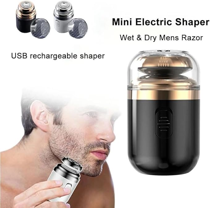 Mini Electric Travel Shaver for MenRechargeable Rotary Shaver WashablePocket Size Shaving Razor PortableClose Shave Beard Trimmer Wet & DryRotary Electrical Shave (Black)