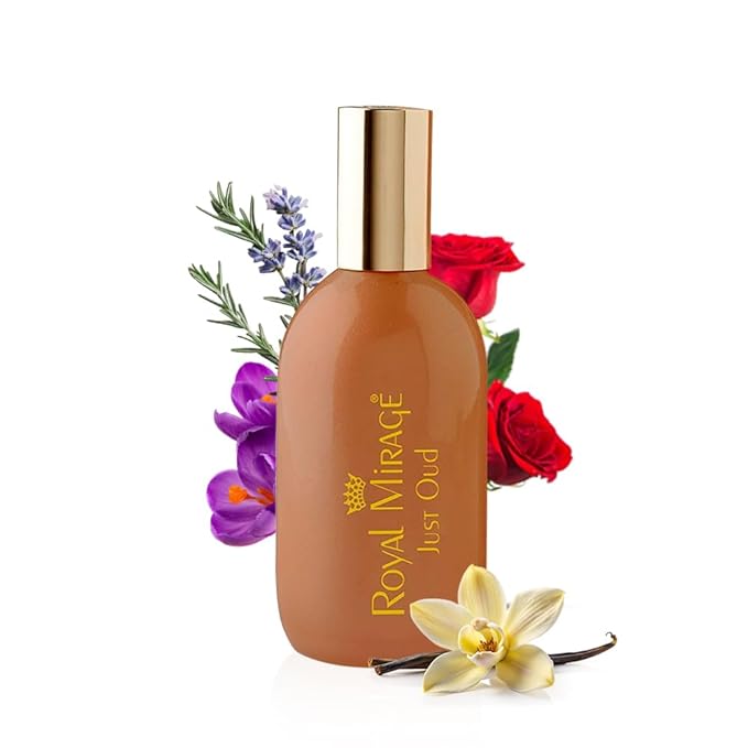 Royal Mirage Just Oud Eau de Cologne - Premium Oud Wood & Leather Fragrance Spray - Sultry Woods & Florals - 120ml (4 oz) Long-Lasting EDC