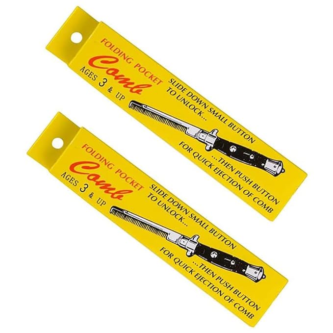 9" Inches Folding Pocket Comb, Stainless Steel (4-Pack)