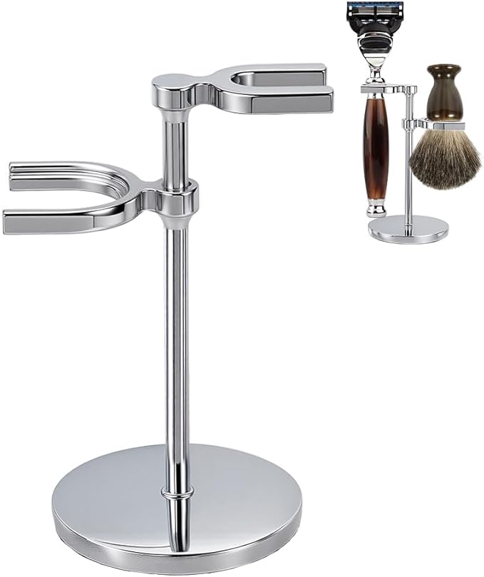 AHANDMAKER Razor Holder Safety Razor Stand With Brush Holder Shaving Brush Stand Holders for Bathroom Travel Fathers Day Christmas Gifts Men Barber Accessories
