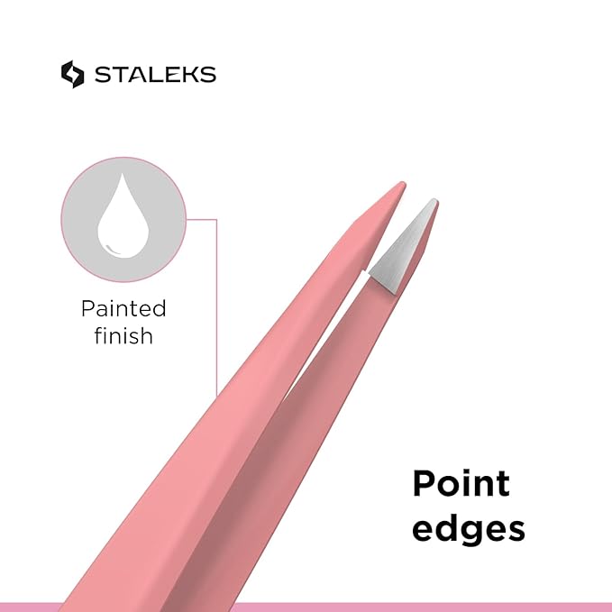 STALEKS BEAUTY & CARE 11 Type 5 Eyebrow Tweezers – Pointed Stainless Steel with Stylish Colored Handles for Ingrown Hairs & Spot Correction