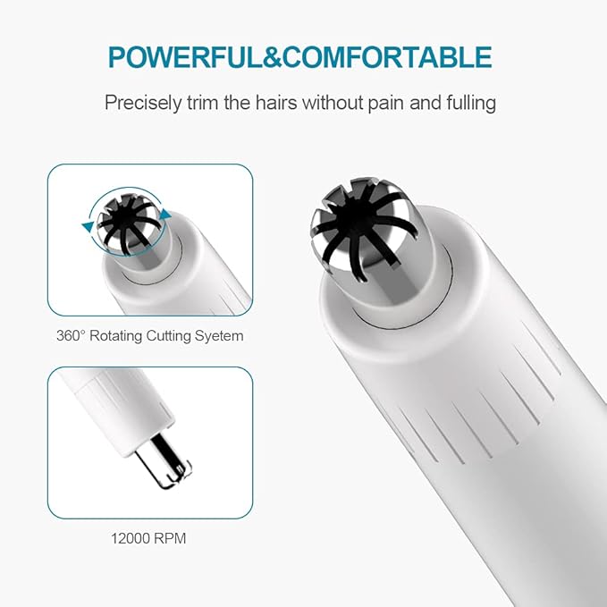 TOUCHBeauty Face Eyebrow Nose Ear Hair Trimmer, All-in-ONE Hair Remover for Women & Men, Dual Blades Shaver Battery Powered Upgraded Version TB-1458(White)