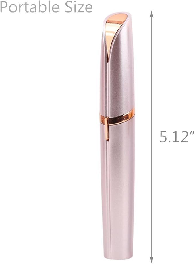 USB Rechargeable Portable Electric Eyebrow Trimmer Pen for Women, Painless Precision Hair Remover, Safe Shaver Razor Tool for Face, Leg, Lip, Armpit, Hand (Rose Gold)