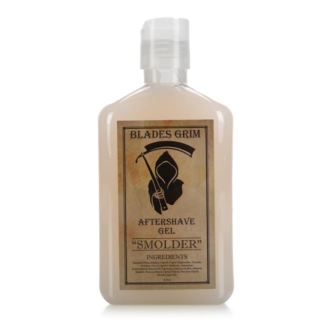 The Blades Grim – Aftershave Gel, Handmade in the USA (Smolder, 8.45oz)