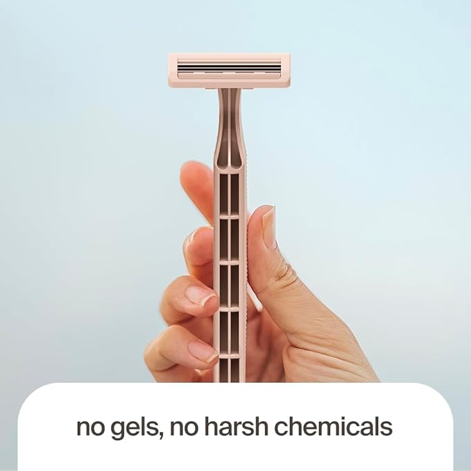 Plastic-Free Disposable Razors – 5 pieces, 3 blades – Sustainable shaving for a zero-waste routine (Rose)