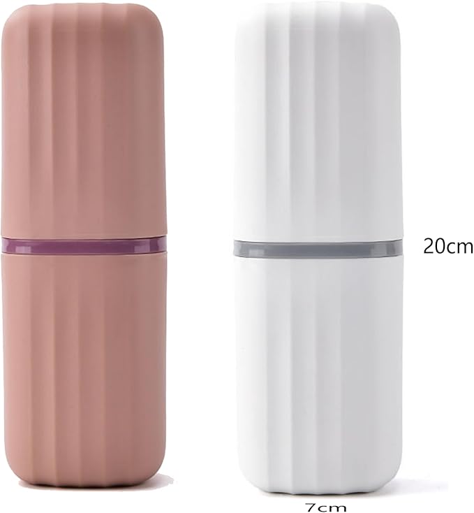2pcs Toothbrush Travel Case, Travel Toothbrush Cup Case Toothbrush Holder Toothpaste Storage Box Multifunctional Large Capacity for Traveling, Camping, Trip
