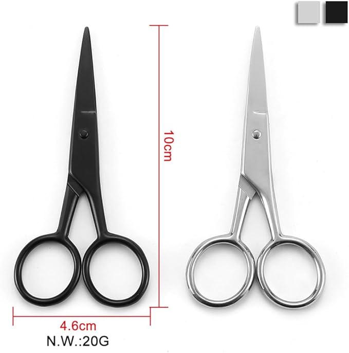 VICASKY 2Pcs Facial Hair Small Grooming Scissors For Men Women Multi-functional Eyebrow, Nose Hair, Mustache, Beard, Eyelashes, Ear Trimming Kit Care Accessory Random Colors