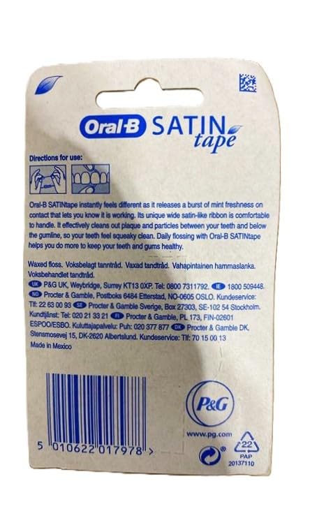 Oral-B Statin Tape Dental Floss 25m (6 Units) by Oral-B Satin Tape Mint