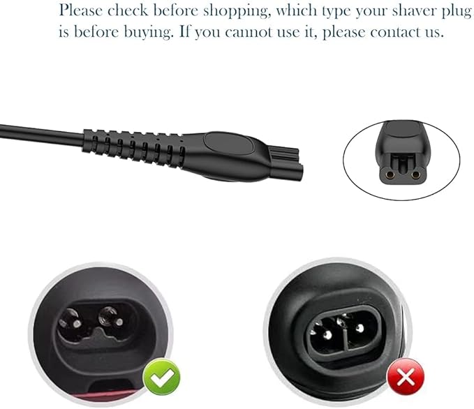 LIANSUM 2W Charger 8V 100MA Power Cord Compatible with Philips One Blade QP2630 Shaver, HQ850, Norelco Oneblade QP2530, QP2630 Electric Razor Trimmer Charging Cable Supply