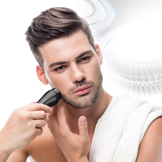 Mini Electric Shaver, Cordless Pocket Size Beard Trimmer, Portable USB Rechargeable Wet and Dry Beard Grooming Kit Suitable for Home, Car, Travel, Camp, Gift for Men(black)