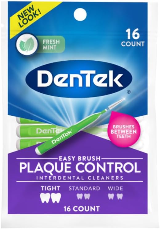 DenTek Easy Brush Fresh Mint Extra Tight Interdental Cleaners 16 Count (Pack of 12)