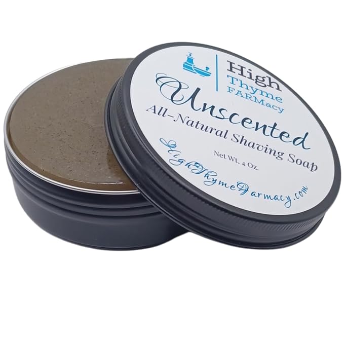 Unscented Shaving Soap Puck – 4 oz Fragrance-Free Wet Shave Soap with Bentonite Clay – 3” Hard Shave Soap in Metal Tin