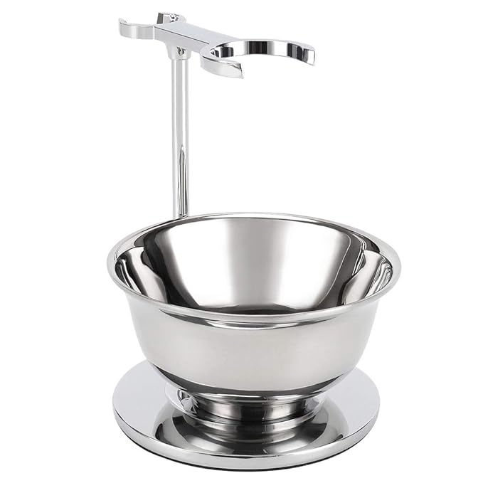 Deluxe Shaving Razor & Brush Stand with Double Layer Stainless Steel Soap Bowl Set,Compatible with Cartridge Razor,Gillette Razor,Safety Razor,Badger Shaving Brush,Gifts for Him