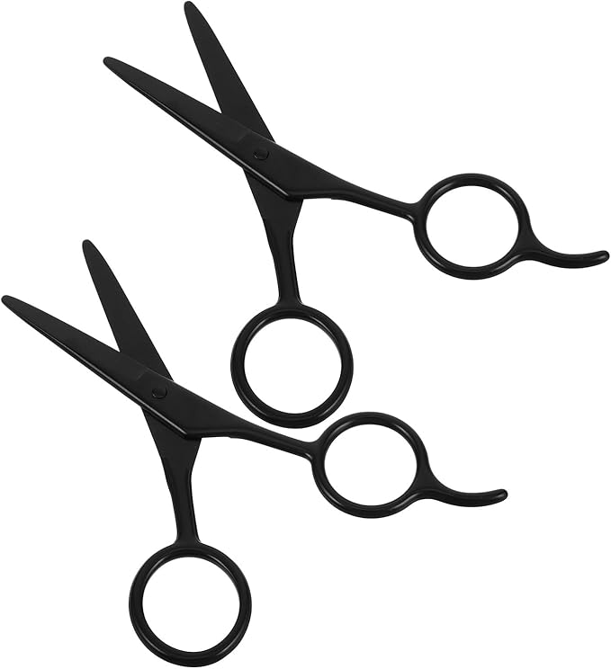 MAGICLULU Facial Hair Scissors Mustache Trimming Scissors 2pcs 5-inch Stainless Steel Lightweight for Men and Women Precision Beard and Eyebrow Shaping
