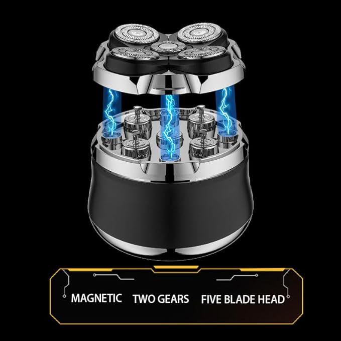 Electric Shavers for Men - 5 in 1 Bald Head Shavers for Men, 5D Floating Cordless USB Rechargeable Rotary Razor Multifunctional Grooming Kit Beard Trimmer Waterproof Wet and Dry with LED Display
