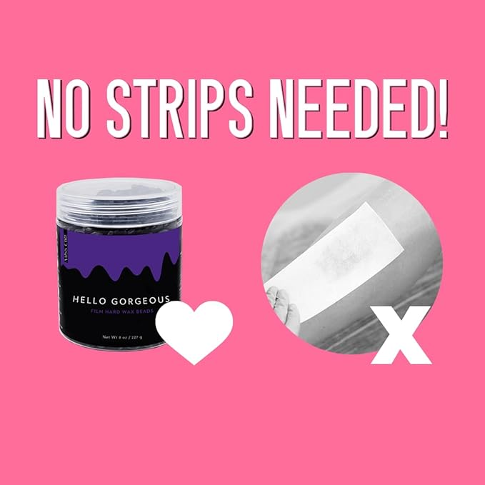 Miss Cire Purple Hard Wax Beads - Painless Hair Removal Peel-Off Wax - No Strips Needed - Low melting Point - Gel Like Consistency - For Face and Body - Hello Gorgeous - For Sensitive Skin - 8oz