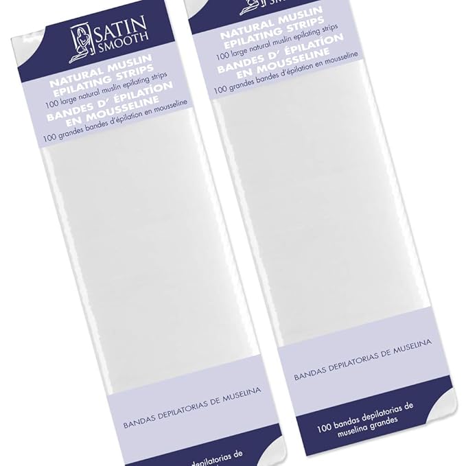 Satin Smooth Large Muslin Epilating Strips for Hair Removal, 100 ct x 2 packs
