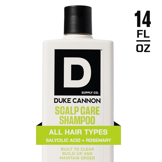 Duke Cannon Superior Grade Scalp Care Shampoo for Men, 14 oz – Salicylic Acid for Build-Up Removal, Rosemary & Arnica for Scalp Soothing, Wheat Protein for Strength, Sulfate-Free