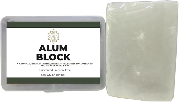3.7 Ounce Alum Block in Plastic Case | Soothing Aftershave Solution for Shaving Razor Burn Relief | Travel Friendly Durable Plastic Case Included