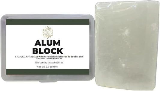 3.7 Ounce Alum Block in Plastic Case | Soothing Aftershave Solution for Shaving Razor Burn Relief | Travel Friendly Durable Plastic Case Included