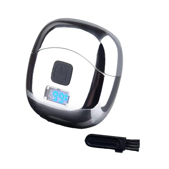 Travel Electric Shaver Compact, Mini Rotary Razor with Double Foil, Washable Head, Type-C Fast Charging, LED Screen, Gift for Men
