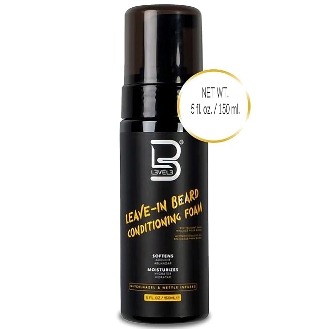 L3 Level 3 Leave In Beard Conditioner Foam - Lightweight Beard Hydrator, Softens and Moisturizes Facial Hair for a Smooth, Healthy Beard