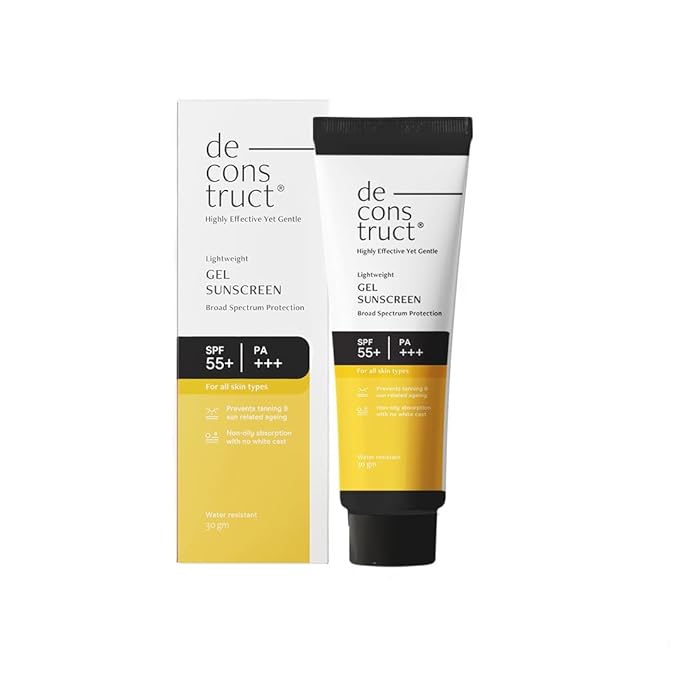 Deconstruct Face Gel Sunscreen In - Vivo Tested SPF 50 + and PA+++ | For oily, combination & normal skin | Matte, Lightweight & Airy, Non-greasy | For Men & Women - 30g