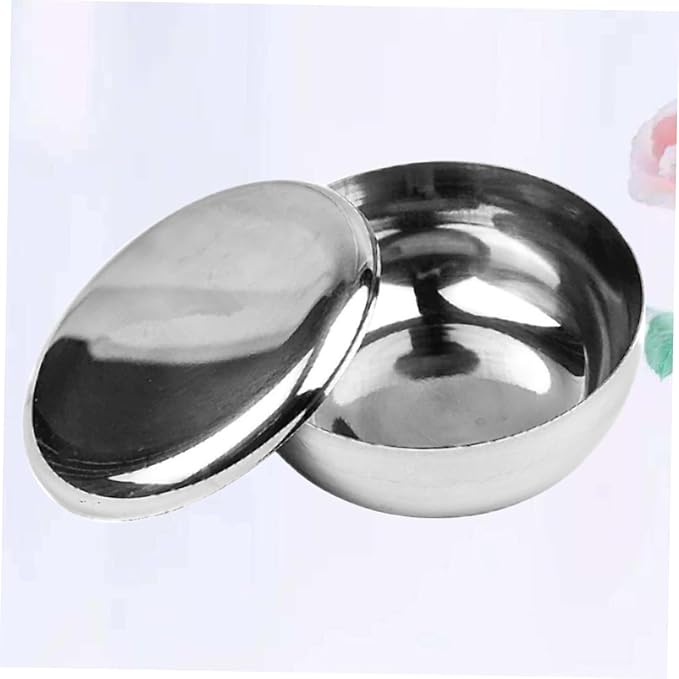 Baluue 1pc Stainless Steel Shaving Bowl Lid Accessory for Men for Traditional Wet Shaving Unbreakable Bubble Bowl for Smooth Lathering