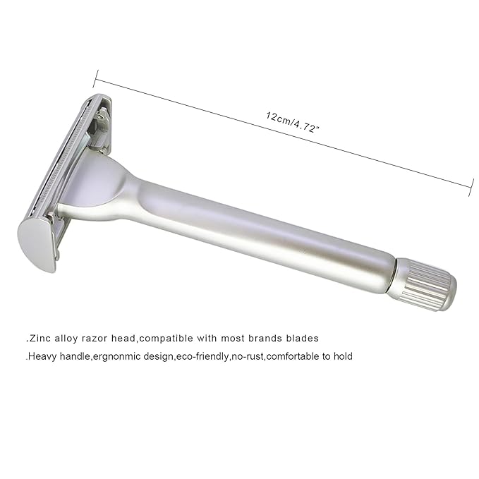 Classic Long Handle Heavy Weight Butterfly Open Double Edge Safety Razor for Men & Women with 10 Stainless Steel Blades,Smooth and Clean Shave Machine,Unique Gifts for Him