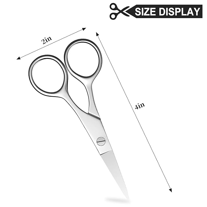 Small Scissors, Eyebrow Scissors, Nose Hair Scissors, Professional Grooming Scissors for Hair, Eyelashes, Nose, Eyebrow Trimming, Mustache. -AsonTao (Small scissors -Tip design)