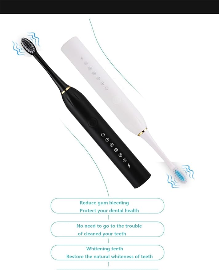 Electric Toothbrush Adult Fully Automatic Ultrasonic Toothbrush 6 Level Cleaning 42,000 VPM 2min Intelligent Timer with 4 Brush Heads Prevent Periodontal Disease and Gum Bleeding (Pink)