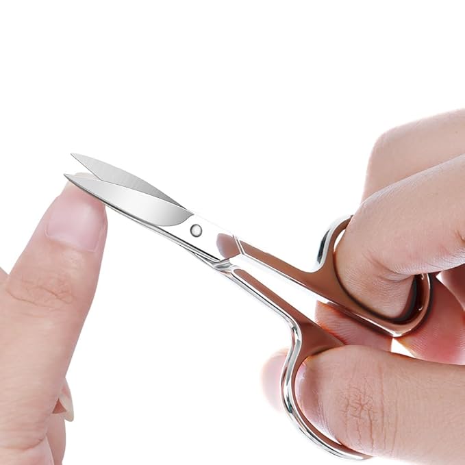 Small Multifunctional Eyebrow Scissors for Women, Mustache Scissors and Nose Hair Scissor for Men, Curved Grooming Scissors for Eyebrow, Mustache, Beard, Eyelashes - Premium Stainless Steel Quality