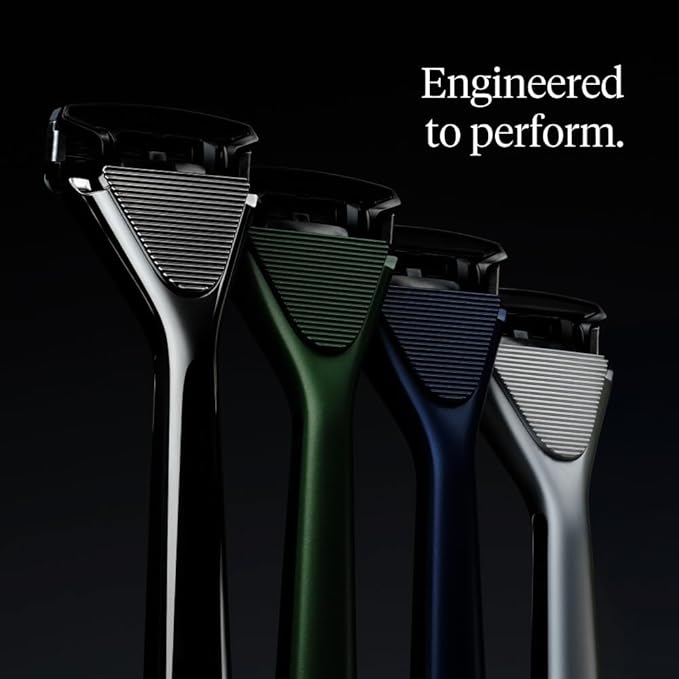 Premium Razor for Men, Handle + 2 Razor Blade Refills + Magnetic Shower Hook, Precision Trim Edge (Matte Black)
