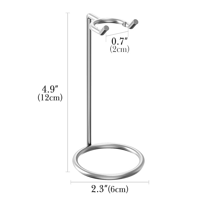 Linkidea Stainless Steel Safety Razor Stand, Shaving Stand, Travel Shaver Holder, Compatible with Long Handle Razor, Fusion 5, ProShield, Mach 3 (Silver/Polished Chrome)