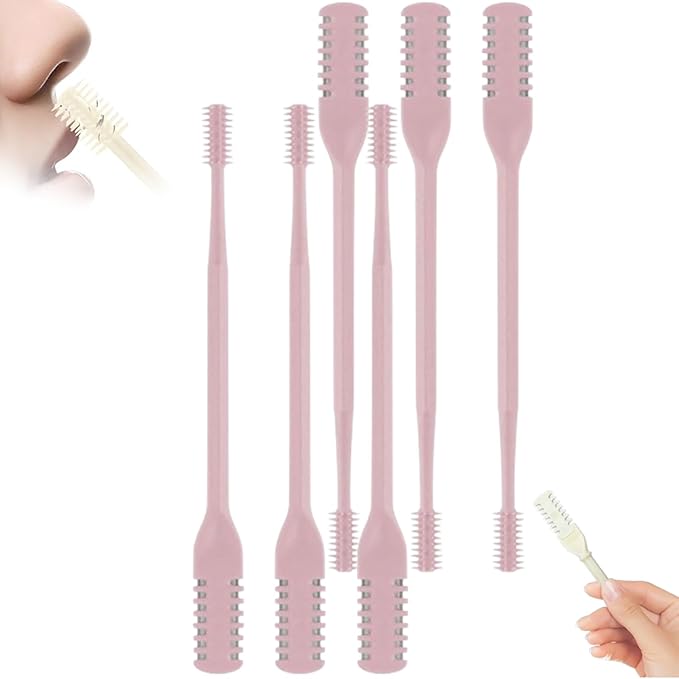 2-in-1 Nasal Hair Cutter, 360° Rotating Double Sided Nose Hair Removal Tool Mini Noses Hairs Removers Tools Nose Hair Clipper with Ear Picker for Women and Men (Pink, 6pcs)