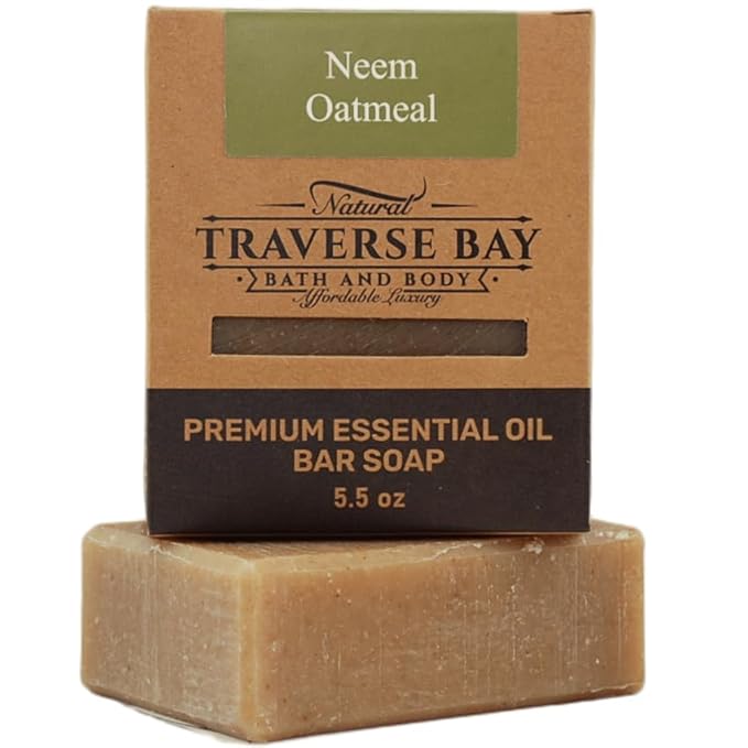 Traverse Bay Bath and Body Natural Cold Process Soap Facial Cleanse 4-Bar Variety Pack, Charcoal Cleanse, Aloe Vera, Neem Oatmeal, Black Pepper Turmeric, 5.5 oz Each, 22+ oz Total