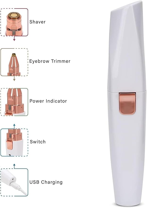 Painless Eyebrow Trimmer for Women, 2 in 1 Rechargeable Facial Hair Remover