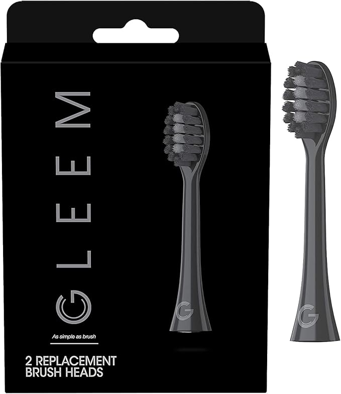 GLEEM Toothbrush Replacement Brush Heads Refill, Black, 2 Count