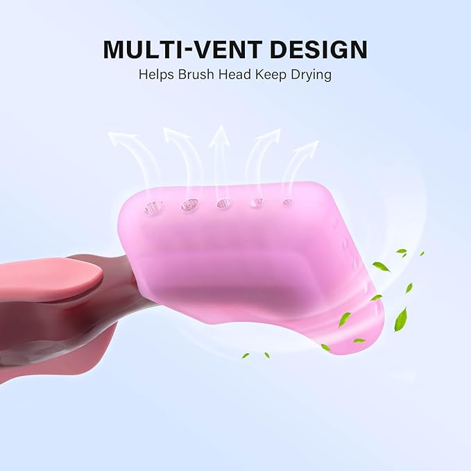 Anbbas 2pcs Silicone Denture Brush Cover Fit Most Denture Toothbrushes(Green and Pink)