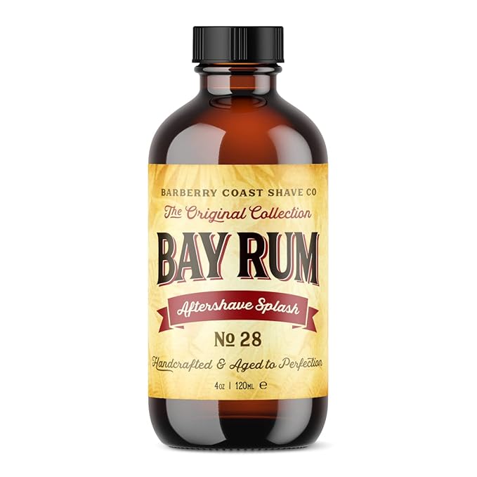 Bay Rum Aftershave Splash for Men - Crafted with Authentic Bay Oils from Dominica Republic in the Virgin Islands - Natural and Pure Ingredients - 4oz. - from Barberry Coast Shave Co.