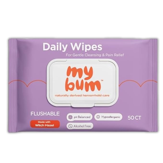 Hemorrhoid Wipes with Witch Hazel – Gentle & Soothing Cleansing Daily Wipes for Everyday, Cooling, Skin-Friendly - 50 Wipes