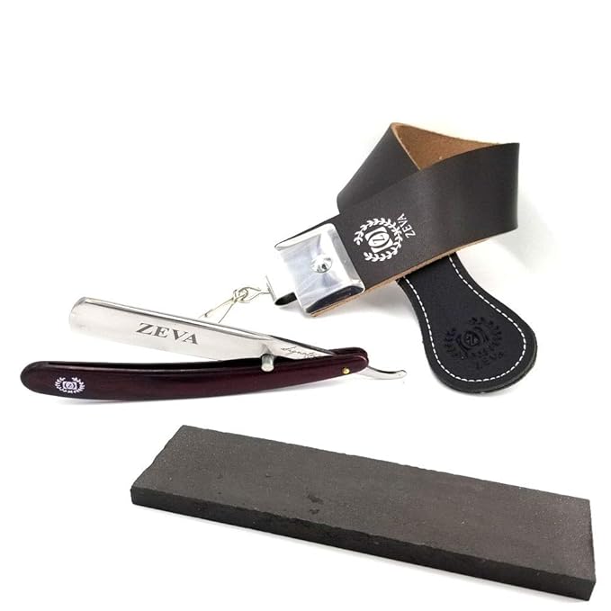 Men's Approved Barbershop Salon Straight Razor Set Leather Strop Wet Stone Sharpening Razor Close Shave Cutthroat Close Shave
