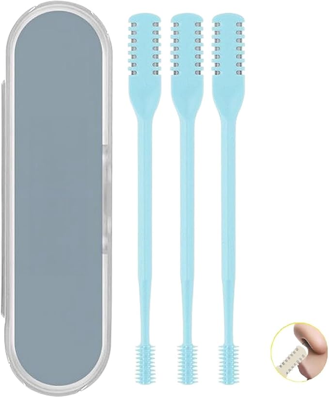 2023 New Nasal Hair Cutter, 360 Degree Rotating Nose Hair Trimmer, Portable Manual Nose Hair Trimmer, Nose Hair Trimmer for Women and Men (B-3PCS Blue)