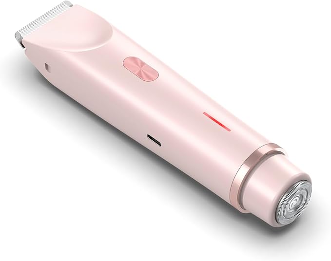 Women's Electric Shaver Bikini Trimmer for Women Razors 2-in-1 Dual Head Design IPX7 Waterproof Wet & Dry Use Body Groomer Hair Trimmer Remover for Facial Underarm Arm Face Leg Bikini (Pink)