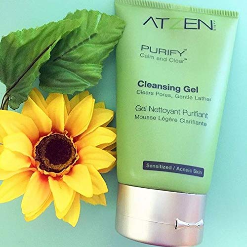 ATZEN Purify Cleansing Gel | Acne Face Cleanser | Foaming Face Wash For Senstive Skin & ACne Breakouts | Organic Face Wash | Natural Plant Based Foaming Gel | Vitamin B5 | Paraben Free, Cruelty Free, & Non GMO (3 oz)
