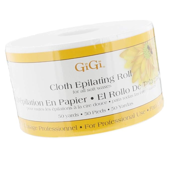 GiGi Non Woven Cloth Epilating Roll for Hair Removal, Facial Waxing Strip Roll For Soft Waxes, 50 Yards
